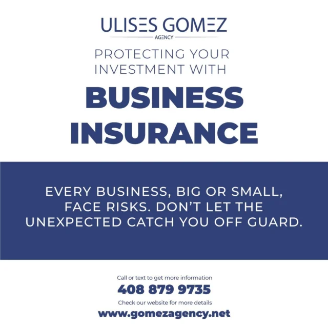 🛡️ Business owners, don’t leave your hard work unprotected! Whether you’re a small or large business, insurance shields you from the unexpected. 💼 Call us today!#BusinessInsurance #EntrepreneurLife #SmallBizSupport #GomezAgency #SanJoseCA